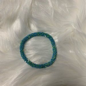 Teal blue sea bead bracelet